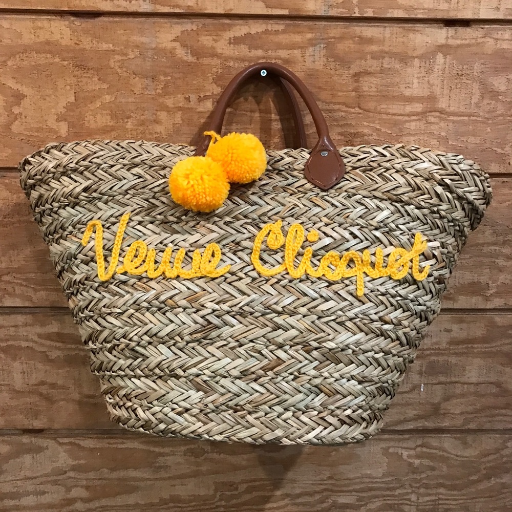 Veuve Clicquot Straw Basket Beach Bag Picnic Tote - Picture 8 of 9